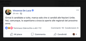 De Luca commenta candidatura De Magistris