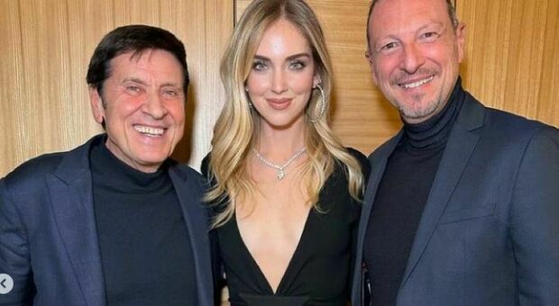 Chiara Ferragni con Amadeus e Gianni Morandi