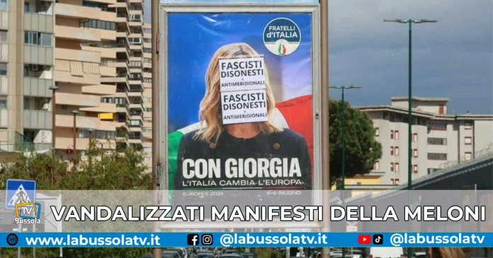 VANDALIZZATI MANIFESTI DELLA MELONI
