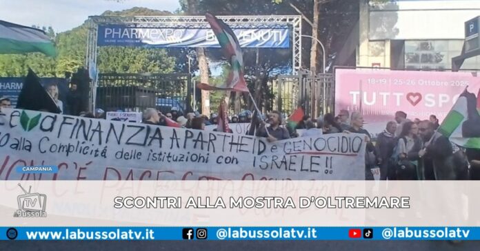 Napoli, protesta pro-Palestina finisce in scontri arresti e feriti al Pharmaexpo della Mostra d’Oltremare