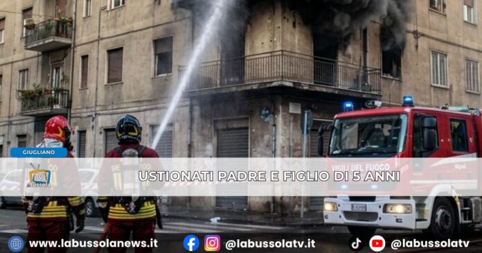 Incendio in appartamento a Giugliano, ustionati 47enne e figlio di 5 anni entrambi trasportati al Santobono