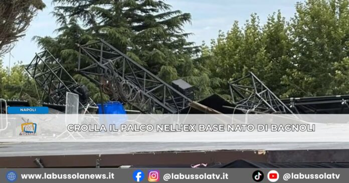Bagnoli, crolla il palco dell’Alien Sound Festival all’ex Base Nato danni ingenti, nessun ferito