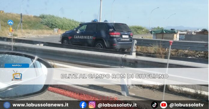 Blitz interforze al Campo Rom di Giugliano, portate via alcune autovetture e rifiuti