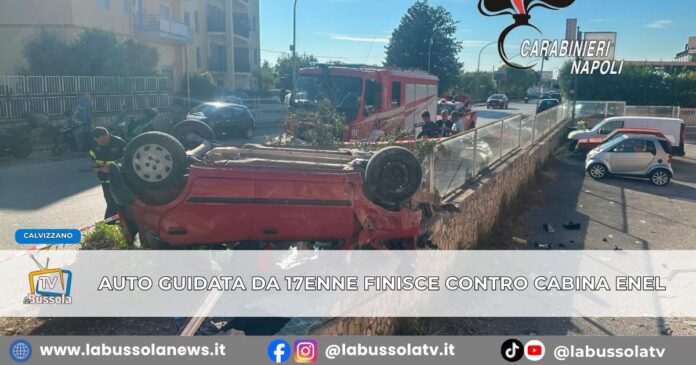 Dramma a Calvizzano auto guidata da 17enne finisce contro cabina dell’enel e si ribalta, grave 15enne
