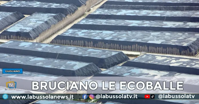 INCENDIO GIUGLIANO SITO STOCAGGIO ECOBALLE TAVERNA DEL RE